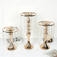 Centre de table floral de luxe en cristal haut de gamme, support de vase à fleurs en métal et cristal pour mariage