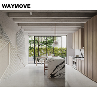 Meubles de cuisine modulaires contemporains WAYMOVE, évier, plan de travail en marbre/résine, charnières écologiques, robinet, finition personnalisée, style moderne