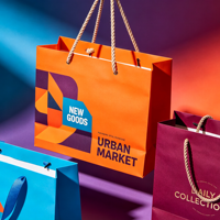 Sacs de courses en papier kraft écologiques et recyclables personnalisés avec poignées, logo de marque imprimé pour les magasins de détail et les événements