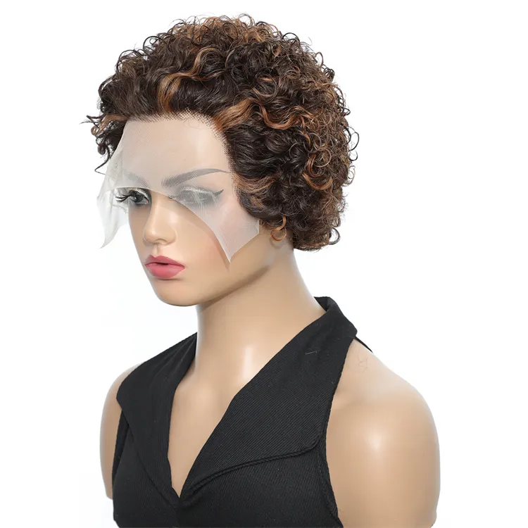 Shot Pixie Cut Perücke Echthaar Glueless Lace Front Echthaar Perücken für Frauen Brasilia nisches jungfräuliches Haar 150% Dichte Lace Perücke