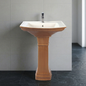 Lavabo sur pied moderne en céramique noir et blanc à motif zèbre Vitrossa pour salle de bain - Product Image 4
