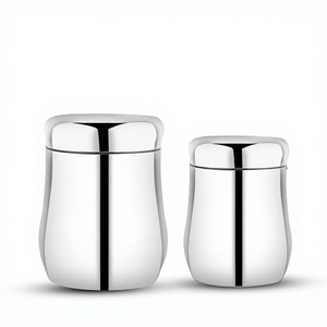 Stainless Steel Food Container Set Round Airtight Engraved Classic Design 1-3L Capacity Metal <b>Storage</b> <b>Jar</b> <b>for</b> <b>Kitchen</b> Use - Product Image 3