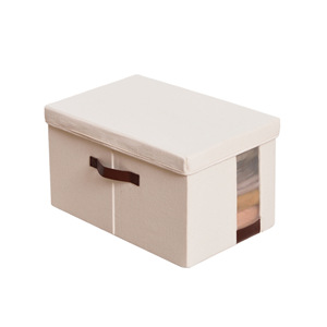 Clothing Organizer Fabric Storage <b>Box</b> Rectangle With Lid For Wardrobe Foldable Solid Color - Product Image 2