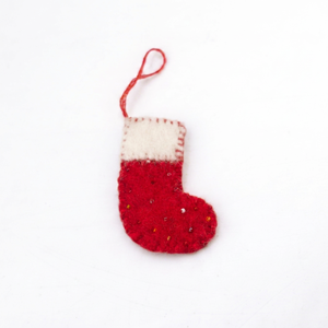 Lot de chaussettes de Noël rouges miniatures en feutre pour enfants, ornements faits à la main à suspendre à l'arbre, ensemble cadeau en gros - Product Image 1