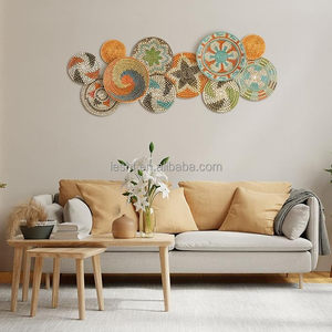 Set di 11 Cesti Rotondi da Parete <span class=keywords><strong>in</strong></span> Stile Bohémien, Decorazioni Rustiche per Cucina e <span class=keywords><strong>Casa</strong></span> di <span class=keywords><strong>Campagna</strong></span>, Arredo Estivo - Product Image 2