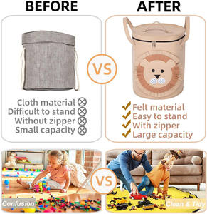Cestino pieghevole dell'organizzatore del sacchetto di immagazzinaggio rapido del giocattolo del feltro all'aperto di stoccaggio del giocattolo con il tappetino da gioco per i bambini - Product Image 6