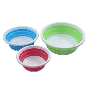 Foldable Portable Wash <b>Basin</b> Plastic <b>Round</b> Green Red Blue For Outdoor Baby Vegetable Fruit Use - Product Image 4