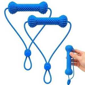 Jouet interactif couineur pour chien, léger, en caoutchouc thermoplastique en forme d'os de taille moyenne, pour jeu de rapport extérieur, renforce le lien entre animal et propriétaire - Product Image 1