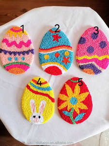 Ventes directes d'usine personnalisable vacances de Pâques fournitures oeuf cadeau ensemble à la main poinçon aiguille sous-verres artisanat tasse tapis - Product Image 4