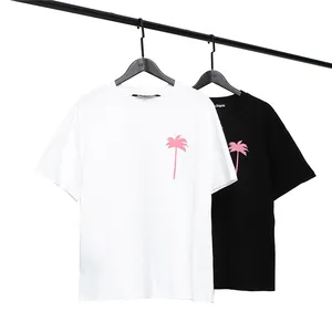 थोक ब्रांड कपास 100% शॉर्ट आस्तीन वाली ग्रीष्मकालीन पुरुषों की टी-शर्ट पुरुषों के ठोस रंग डिजाइनर ब्रांड टी शर्ट पाम एंजेल