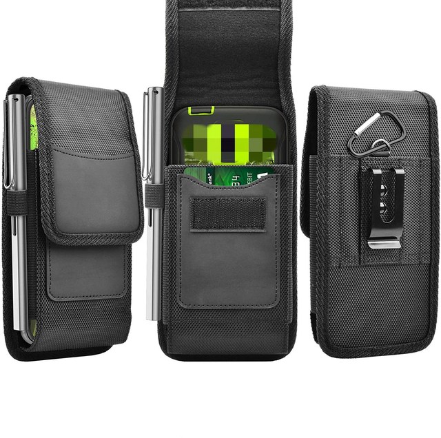 Mobile Phone Elder Using Nylon Belt Clip Holster Card Slot Waist Bag Mobile Phone Holder Pouch for Iphone