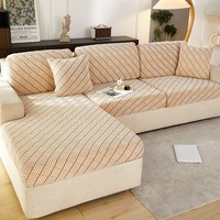 Housse de Canapé Épaisse, Extensible et Élastique en Polaire pour Salon, Chambre, Canapé d'Angle en Forme de L