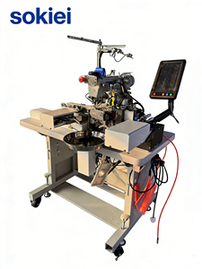 Máquina <span class=keywords><strong>de</strong></span> coser industrial programable Sokiei <span class=keywords><strong>de</strong></span> cama plana para dobladillos <span class=keywords><strong>de</strong></span> ropa interior, triple aguja, puntada interlock, con rodamientos - Product Image 4