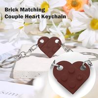 2 porte-clés en acrylique en forme de cœur, blocs de construction pour couples, cadeaux d'amour assortis, petit ami, petite amie, Noël