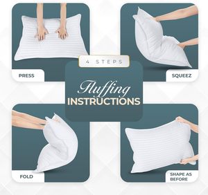 Juego de Almohadas Blancas Alternativas <span class=keywords><strong>a</strong></span> las de Plumas, Almohadas Refrescantes de Calidad Hotelera para <span class=keywords><strong>Dormir</strong></span> Boca Arriba, Boca Abajo o de Lado - Product Image 3