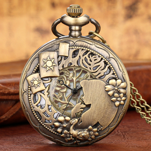 นาฬิกาพกสไตล์โบราณสีบรอนซ์ พร้อมธีมการผจญภัยของอลิซ จี้สร้อยคอวินเทจ นาฬิกาจี้แบบย้อนยุคพร้อมสายโซ่สำหรับเป็นของขวัญ - Product Image 6