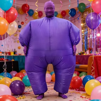 Costume gonflable pour adulte en forme de poisson blanc violet, convient aux personnes de 1,5 à 2 m. Idéal pour Noël, le cosplay, les fêtes, les spectacles sur scène et les bals masqués