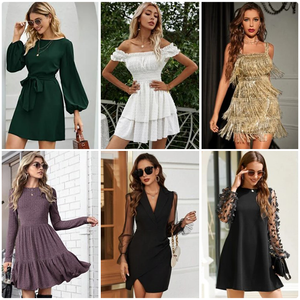 Robes pour femmes en coton/polyester mélangé, modèle Guangdong QZ-086, vente en gros d'usine, liquidation, prix de gros, stock de vêtements - Product Image 5