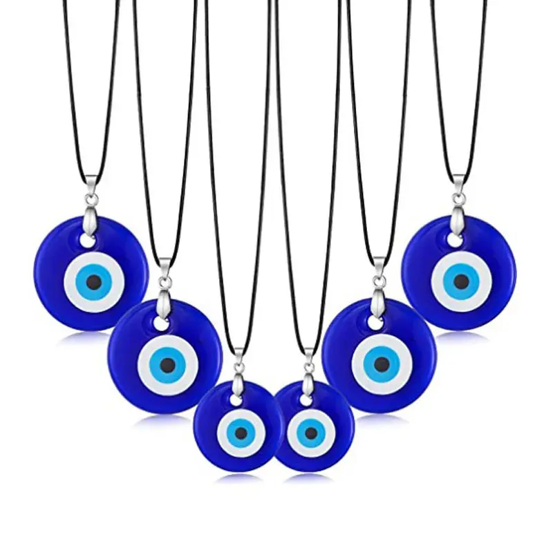 30-50MM Evil Eye Necklace for Women Men Sea Blue Glass Lucky Pendulum Turkey Turkish Evil Eye Pendant Necklace