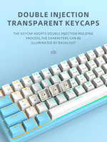 Nouveau clavier mécanique de jeu Cherry Kailh à 61 touches avec rétroéclairage RVB pour ordinateur de bureau, USB Type-C