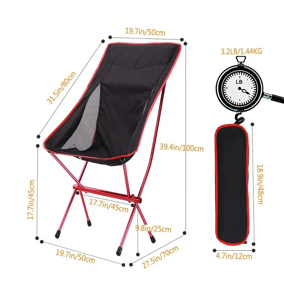 الجملة الألومنيوم إطار كرسي بظهر عالٍ خفيفة الوزن في الهواء الطلق التخييم للطي حبال كرسي الشاطئ