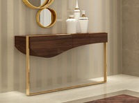 Bon marché Prix métal Art Designer hôtel Hall entrée en acier inoxydable salon coin marbre table console avec miroir