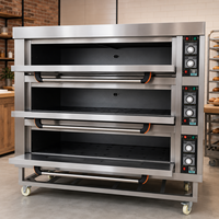 Oven Panggang Listrik 3 Dek 9 Loyang Industri Komersial Besar, Oven Roti 6 Loyang untuk Toko Roti, Restoran, Hotel