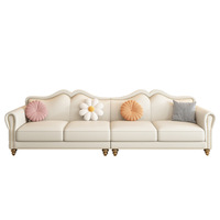 Modernes Cremefarbenes Luxus-Chesterfield-Ledersofa für Wohnzimmer und Villa Modulares Umweltfreundliches Design Hochwertiges Komfort-Set