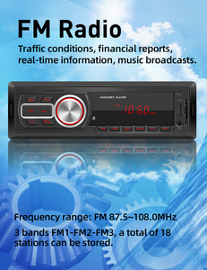 Henmall 12V 1din tableau de bord stéréo USB AUX-in TF carte lecture de musique charge rapide Radio FM récepteur affichage de l'heure amplificateur mains - Product Image 5