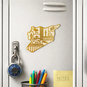 Imanes de Refrigerador de Madera Personalizados de Pafu, Regalo para la Fiesta Islámica del Ramadán y el Eid, Imán de Refrigerador con Mapa de la Bandera de Siria - Product Image 3