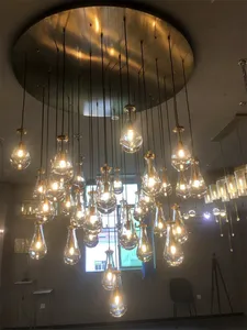 Moderne luci a sospensione a goccia di pioggia Hotel di lusso Lobby scale duplex appartamento decorazione apparecchio luci lampadario rotondo 60 "46"