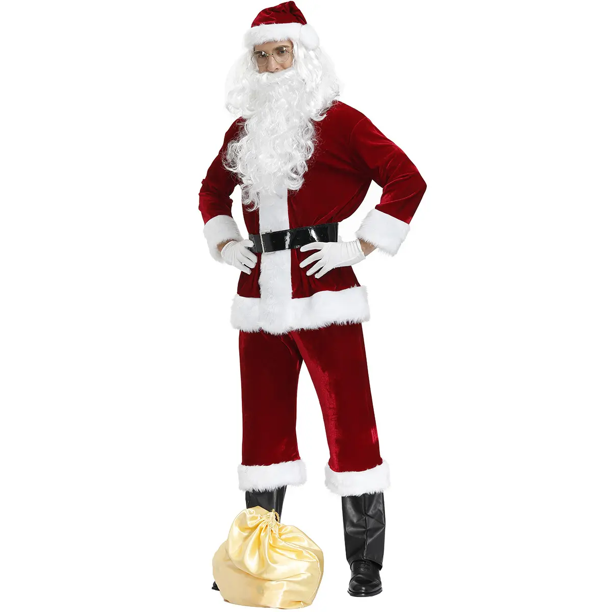 Disfraces de Papá Noel para hombre, uniformes de juego de rol de Navidad de talla grande para adultos, disfraces de actuación en escenario