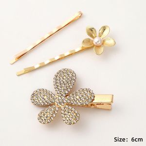 Pinza de Pelo con Flores de Diamantes de Imitación, Pinza Lateral de Aleación con Perla para Uso Diario, Hecho en China - Product Image 4