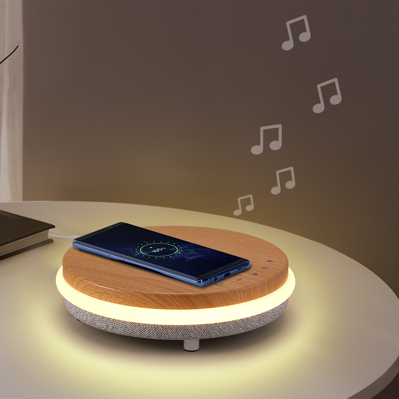 Современный домашний декор беспроводной динамик сенсорный Настольный светильник сенсорные светодиодные настольные лампы с беспроводным зарядным устройством QI