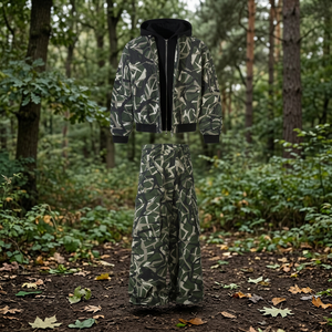 Ensemble veste à capuche camouflage et pantalon cargo pour homme, vêtements d'extérieur décontractés d'automne, style tissé en polyester imprimé - Product Image 2
