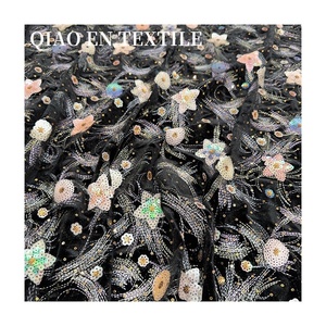 Tissu en maille brodé à paillettes tridimensionnelles robuste pour hauts de mariage robes Cheongsam tenues pour garçons tissus en tissu - Product Image 5