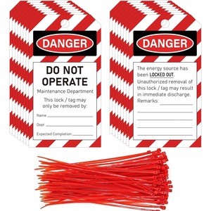 Etiquetas de Bloqueo y Señalización de PVC Personalizadas con Bridas Rojas, Etiquetas de Advertencia de Seguridad Industrial - Product Image 1