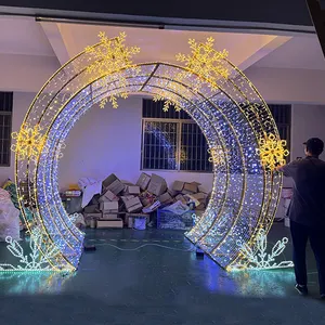 Outdoor Led Lighted Illuminated 3D Festival Malls Holiday Lighting Giant Gift Christmas Decoration Arch Motif Lights Ornament