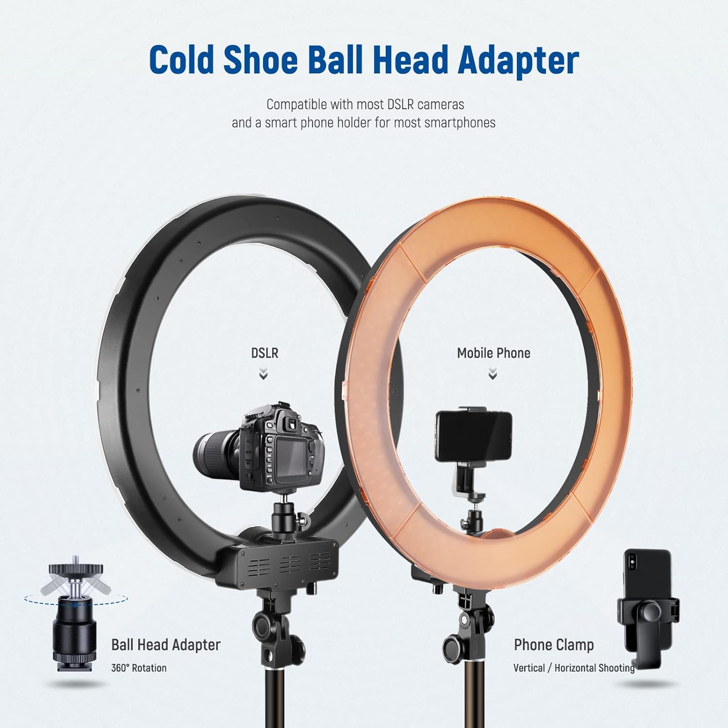 Neewer 18インチLEDリングライト照明キット、200cm三脚とホットシュー