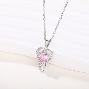 Collar con colgante de corazón rosa para mujer, joyería de moda, regalo para uso diario - Product Image 6