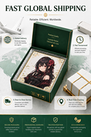 Papan Shikishi Anime Efek Holografik Custom dengan Pinggiran Emas, Papan Seni Koleksi, Dekorasi Dinding, Merchandise