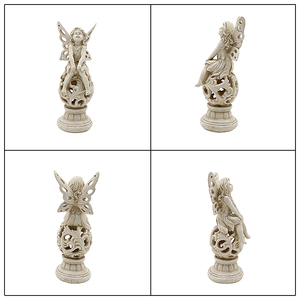Set <span class=keywords><strong>di</strong></span> Statue da Giardino in Resina Effetto Pietra Anticata Resistente alle Intemperie <span class=keywords><strong>con</strong></span> <span class=keywords><strong>Ali</strong></span> <span class=keywords><strong>di</strong></span> <span class=keywords><strong>Farfalla</strong></span> per Decorazioni Esterne - Product Image 3