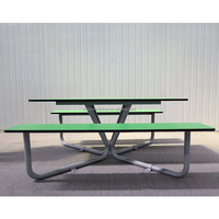 Fabricants de tables et de chaises de parc extérieures Banc de table de pique-nique en acier inoxydable galvanisé en métal vert personnalisé