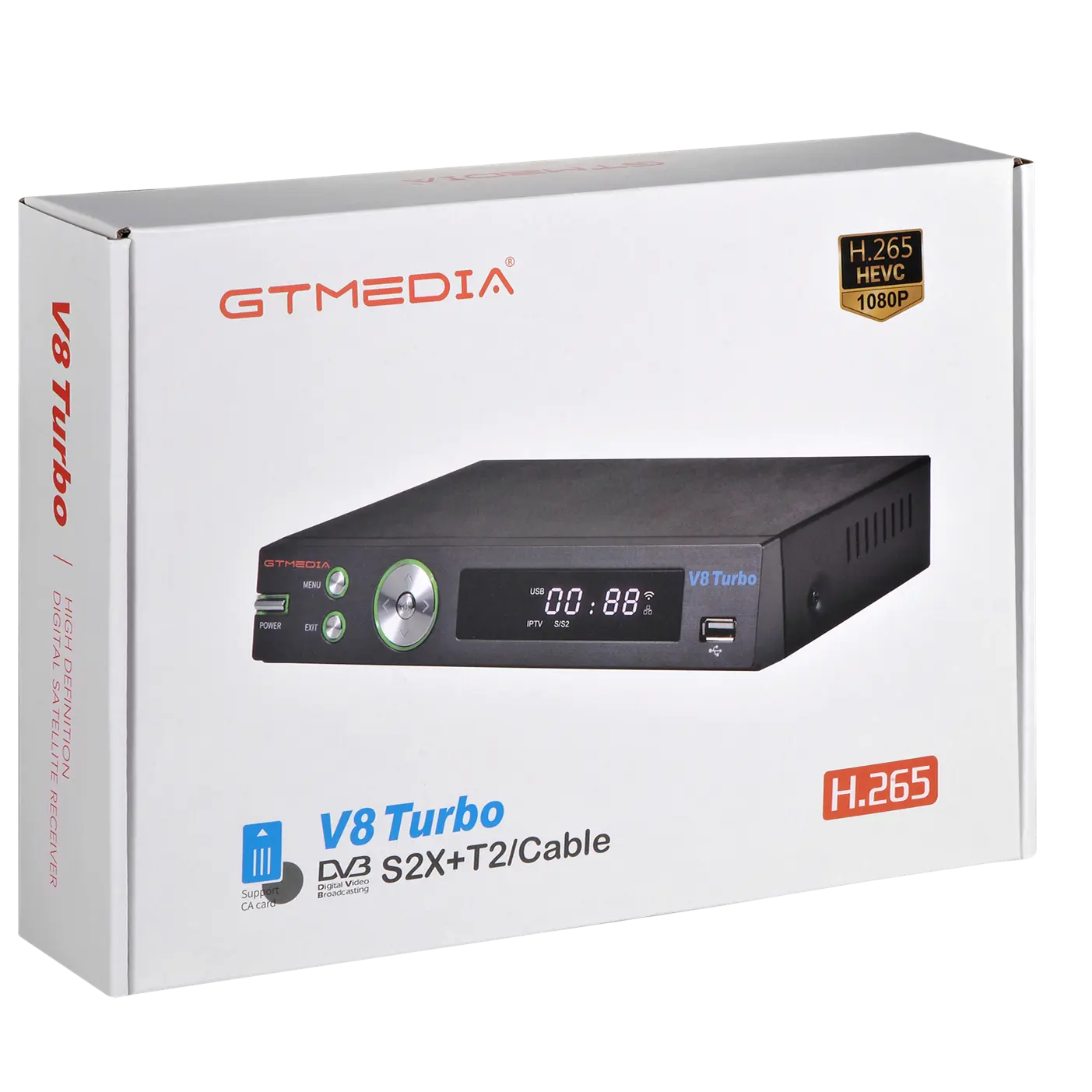 Factory DVB GTMEDIA V8 Turbo penerima TV satelit 64MB v8 turbo 1080P dengan kartu CA Solt