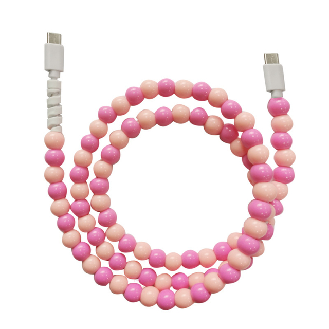 Handmade DIY Fast Charging PD Type C to 8pin Cable 1m Pure Copper Phone Charger with Acrylic Beads and Braid Shielding