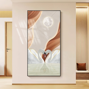 Pintura de arte geométrico abstracto de estilo nórdico, mural de cisne, pintura decorativa, pintura colgante de pared - Product Image 4