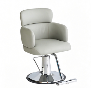 Fauteuil de Barbier Moderne Hydraulique, Chaise de Coiffure Rembourrée avec Base Chromée - Product Image 1