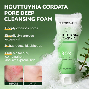 CHIC BEAUTE - <span class=keywords><strong>Limpiador</strong></span> Facial Vegano Hidratante y Blanqueador, Espuma Limpiadora Profunda que Ilumina la Piel, <span class=keywords><strong>Limpiador</strong></span> Facial con Houttuynia Cordata - Product Image 1