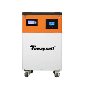 Tewaycell off-grid 51.2V 100Ah 5KWh com 5KW inversor tudo em um ESS camping 110v 220v estação de energia solar portátil