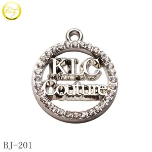 Name Pendant Fashion Women Metal Jewelry Charms Customized Hollow Silver Logo Crystal Pendant For Necklace
